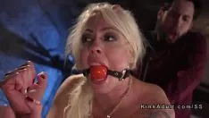 Play Bosomy gagged blond got orifice fucked